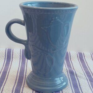 Fiestaware Pedestal Coffee Mug Periwinkle Blue Retired 14 Fl Ozs 6" H, EmbossEUC